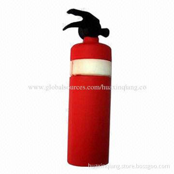 Fire Extinguisher Flash Memory Drive, 128MB-64GB Capacity Range, Logo Design, Soft PVC Materials